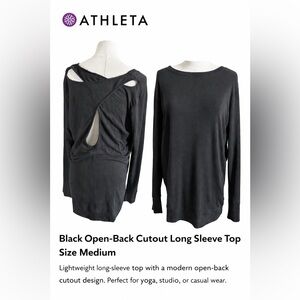Athleta Charcoal Open-Back Long Sleeve Top